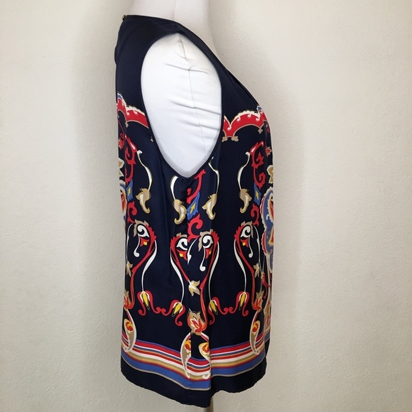 Talbots Petite Silk Sleeveless Top Size 12 Blue - Picture 3 of 7